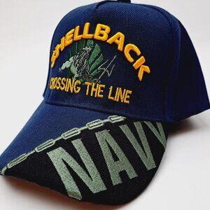 United States Navy Veteran Shellback Men's Ball Cap Hat Blue Embroidered Acrylic